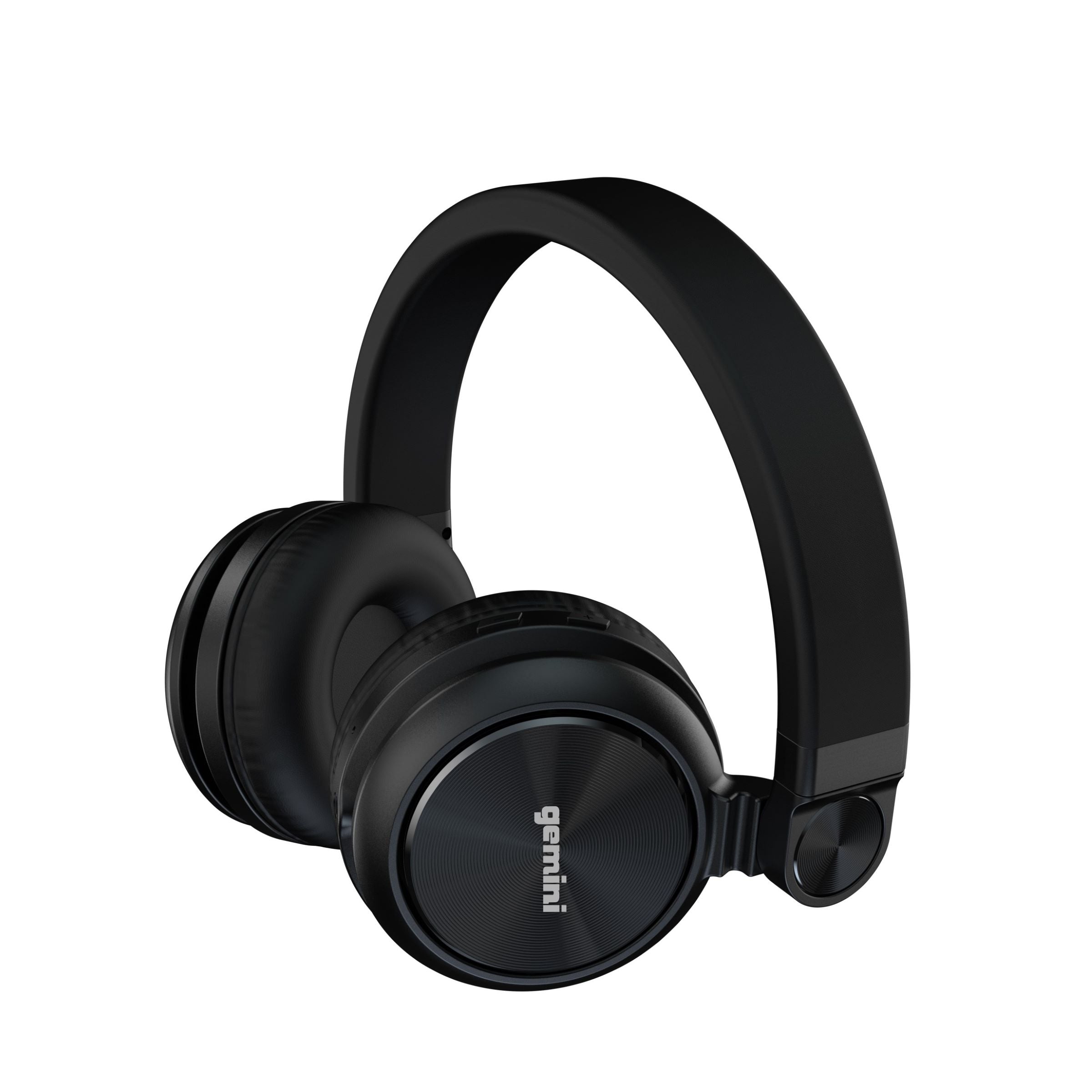Black headphones with 'gemini' branding on a white background