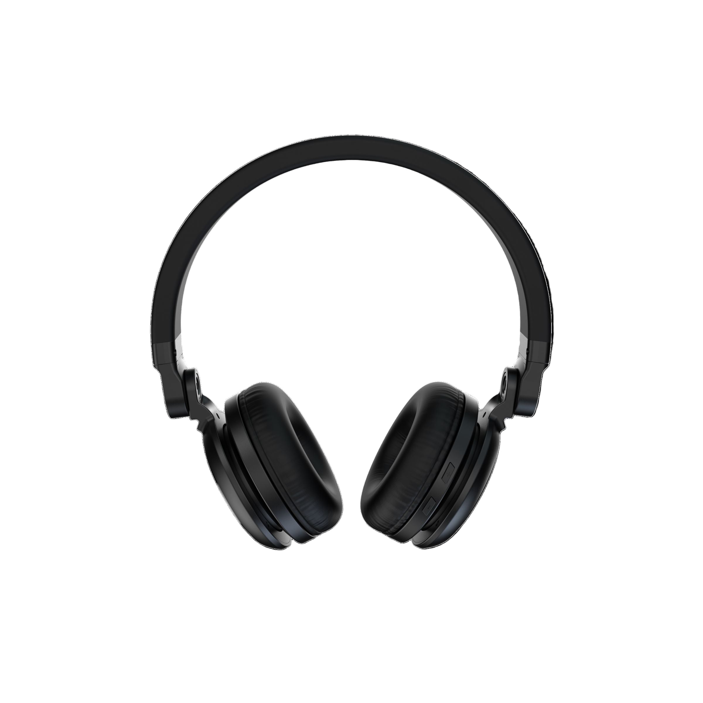Black headphones on a transparent background