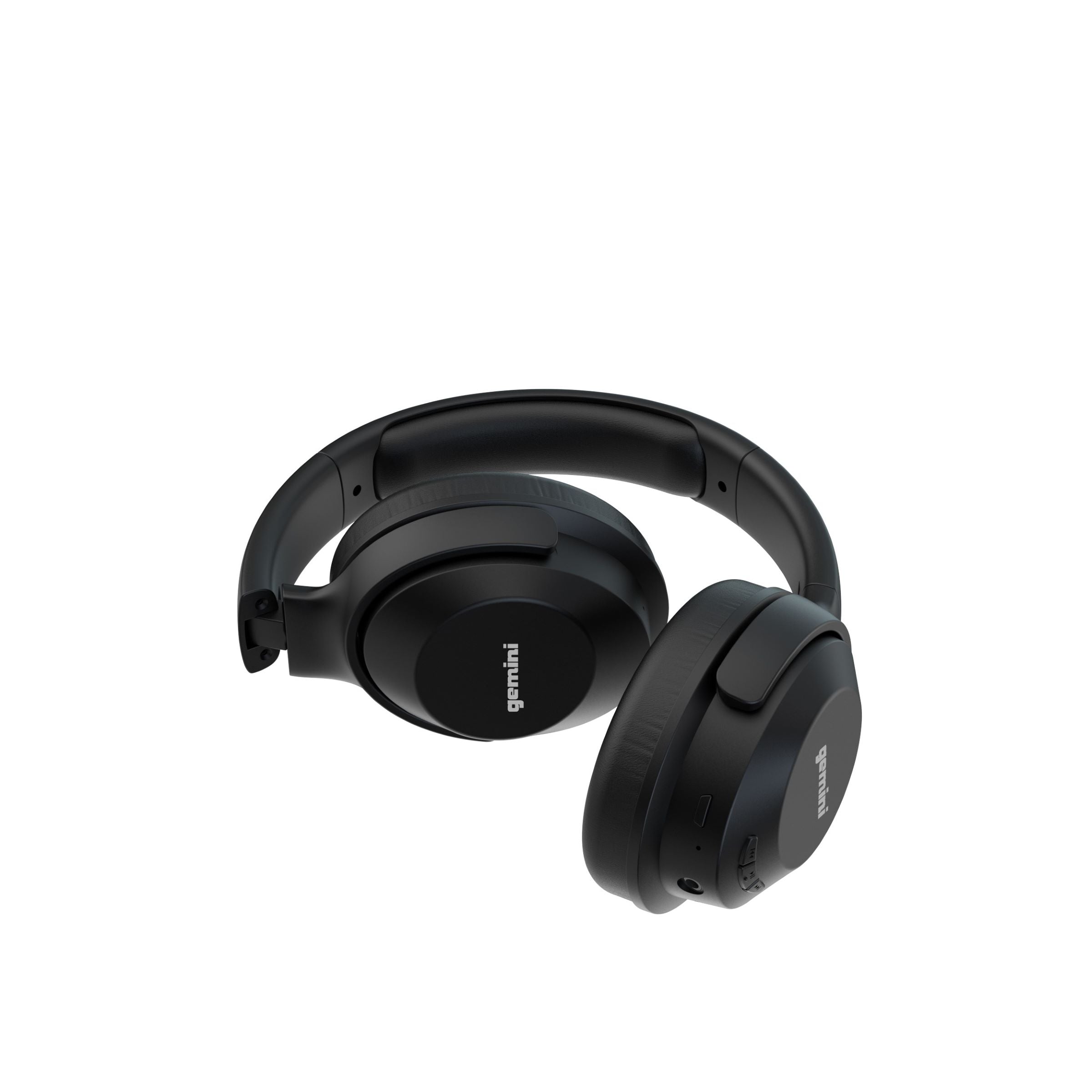 Black Gemini GBTX-500 wireless headphones with Bluetooth 5.0, aux input, and 7-hour battery life.