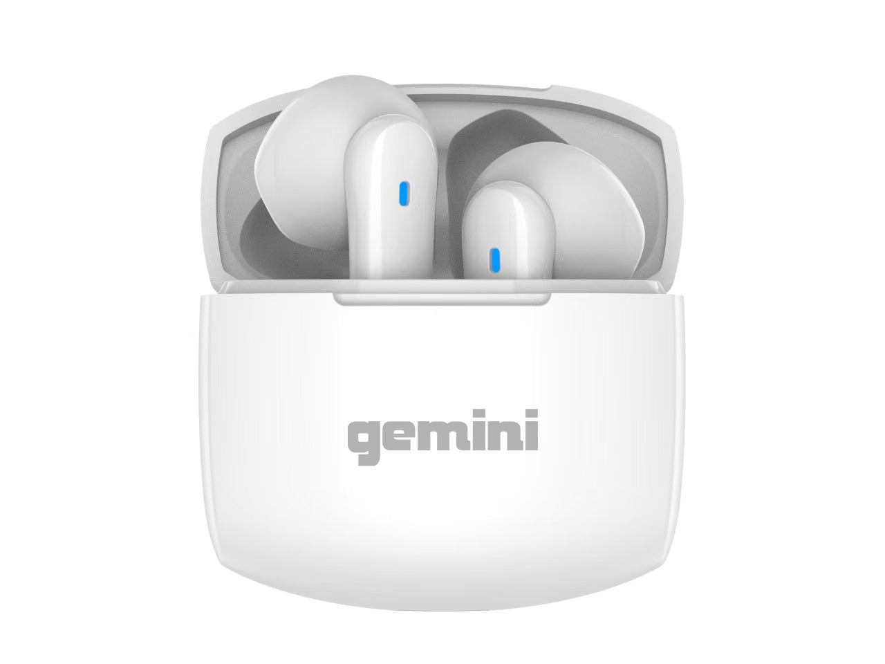 Gemini GEBX-100 Bluetooth 5.4 wireless earbuds with charging case, featuring 13mm drivers and a compact design.