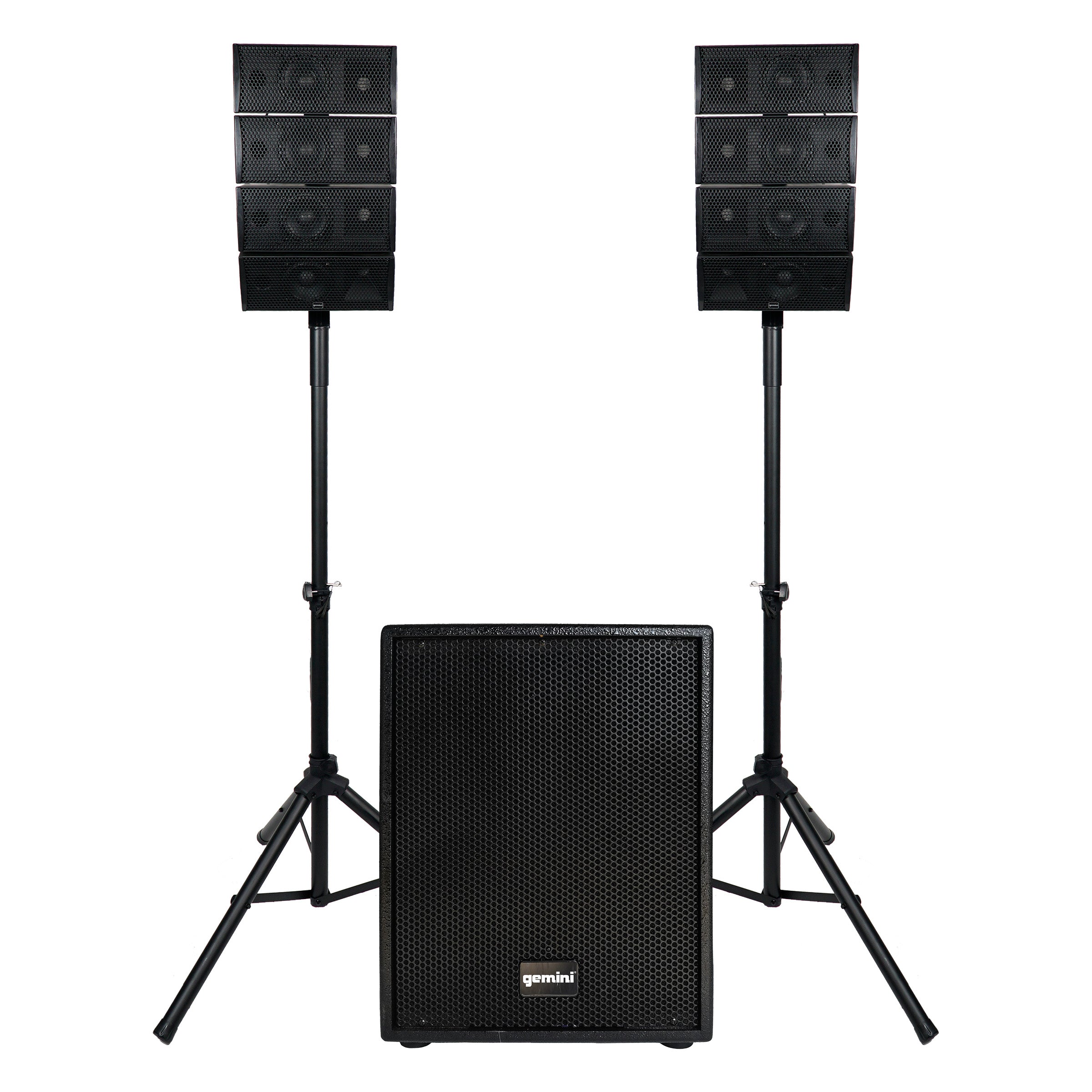Gemini LRX-448 Portable Line Array PA System With 12" Subwoofer and Stands