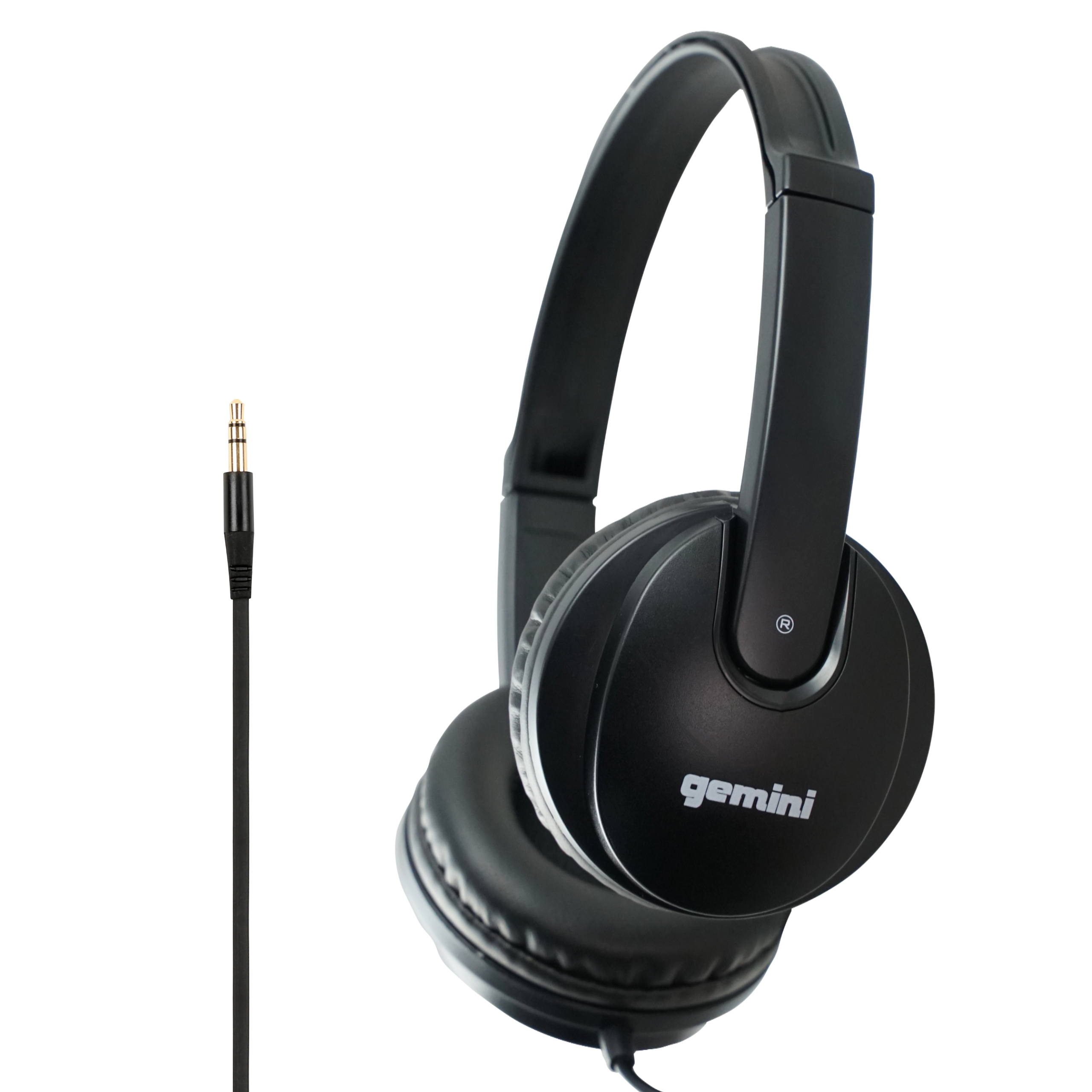 Gemini DJX-200 black professional DJ headphones with padded ear cups and adjustable headband