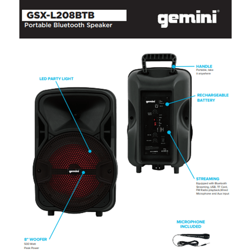 Gemini Sound GSX-L208BTB Portable Speakers