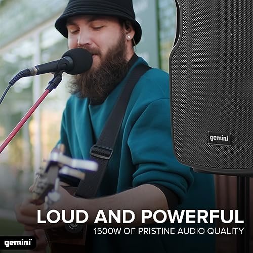 Gemini AS-12TOGO portable Bluetooth speaker with 12-inch woofer, battery-powered, black casing