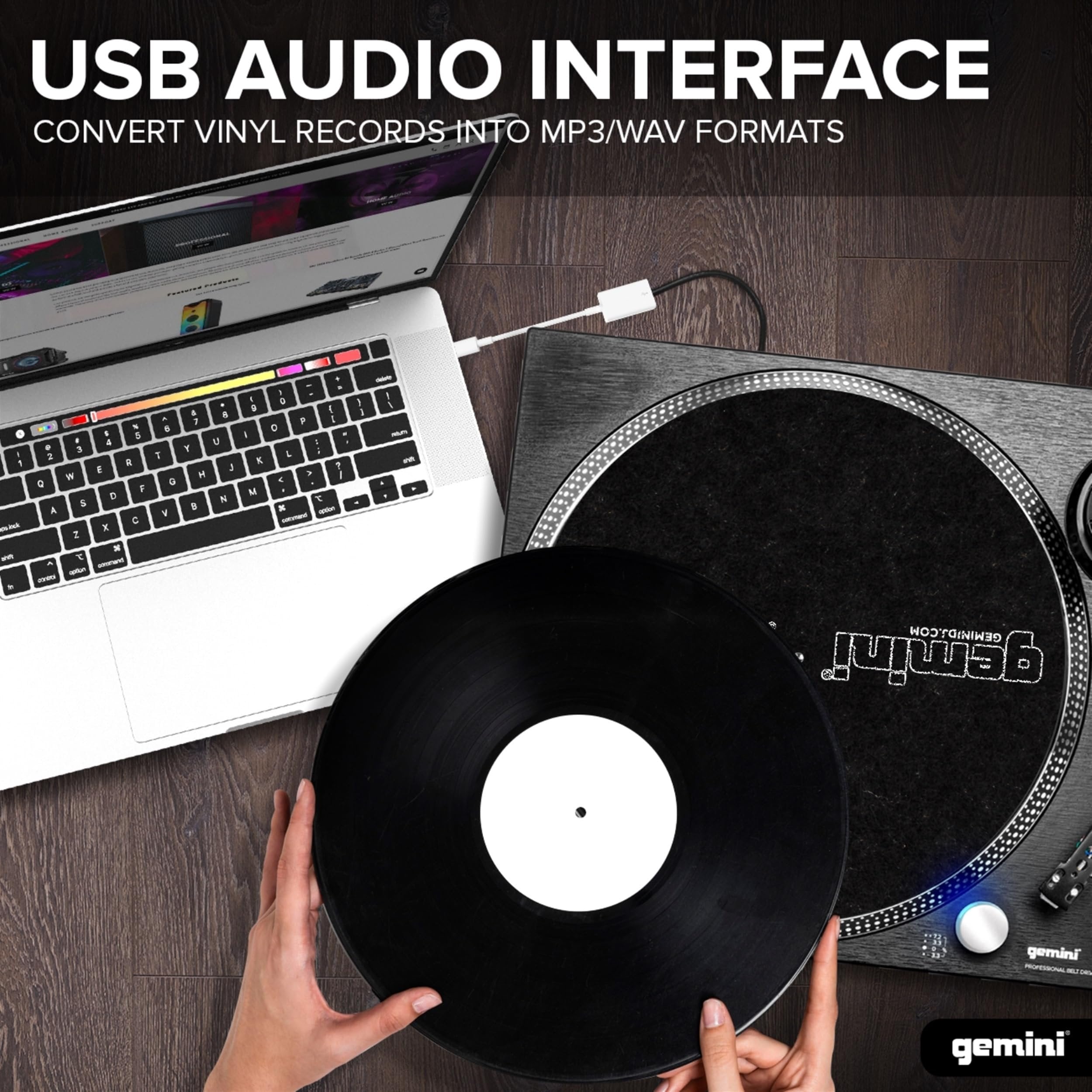 Gemini TT-1200 Professional Belt Drive Turntable USB Aluminum