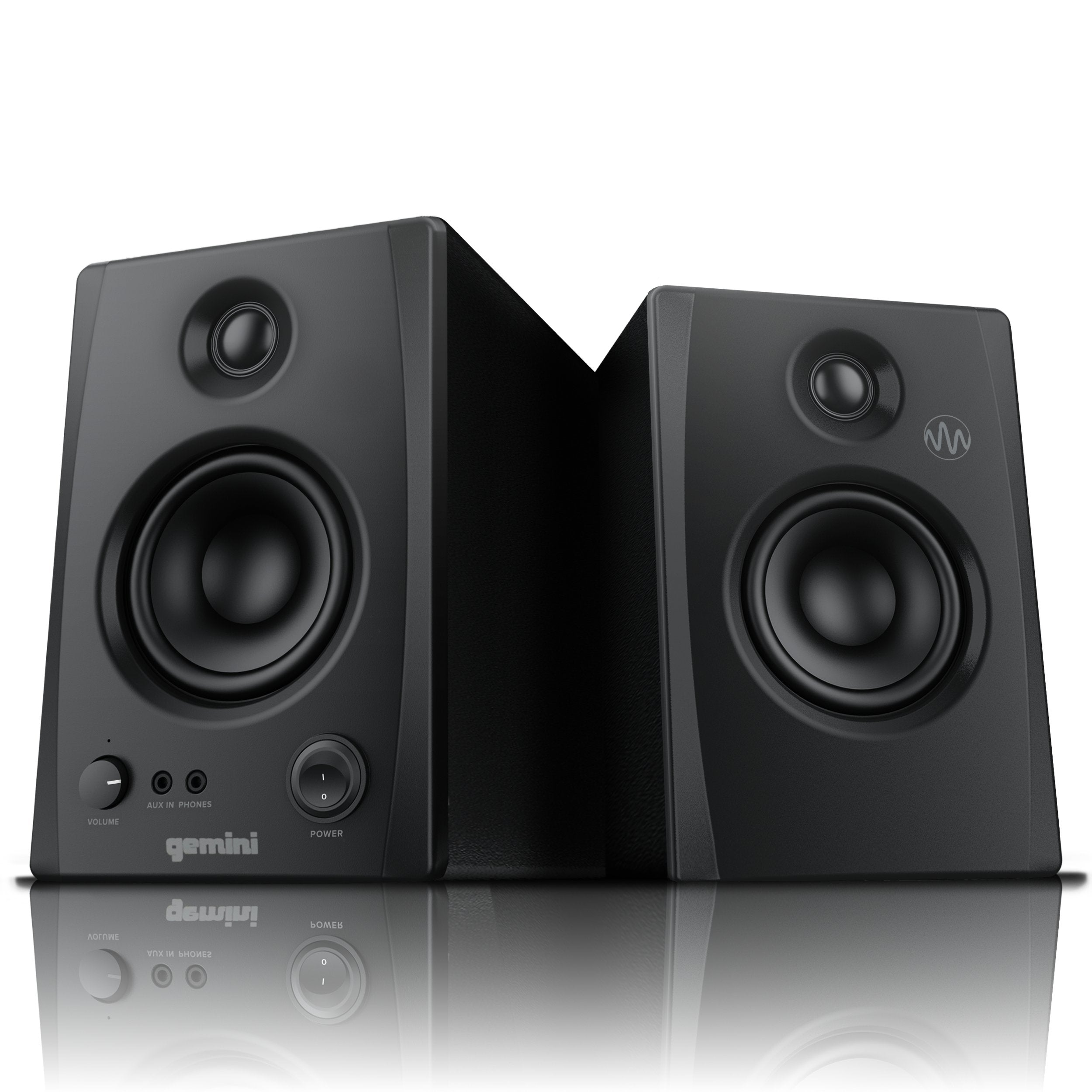 Gemini Sound SMX-3BT 100W Bluetooth bookshelf speakers in wood with 0.75-inch tweeters and 3.5-inch woofers