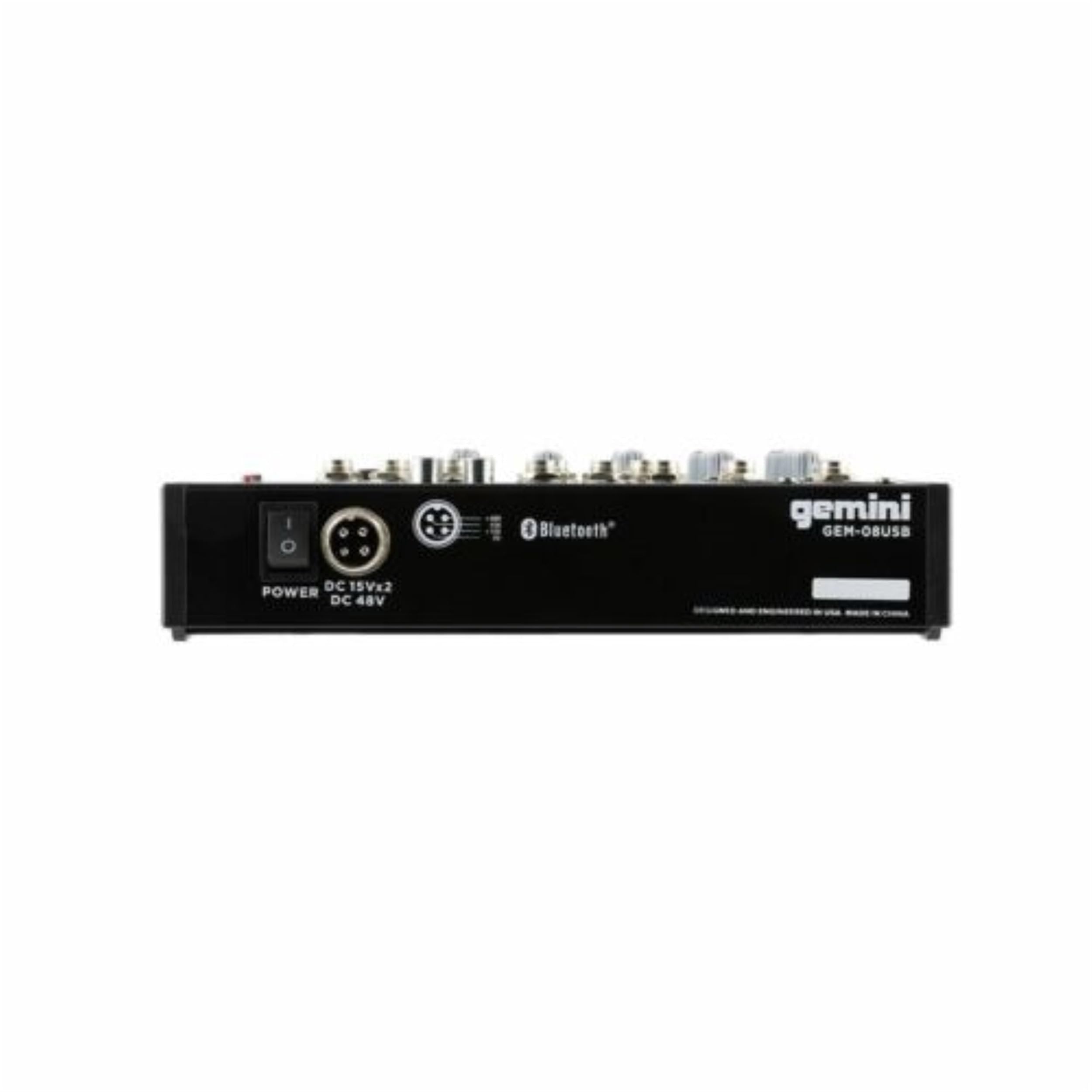 Gemini Sound GEM-08USB 8-channel Bluetooth audio mixer with multiple input knobs and LED indicators