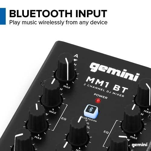 Gemini Sound MM1BT 2-channel DJ mixer with Bluetooth connectivity and analog controls