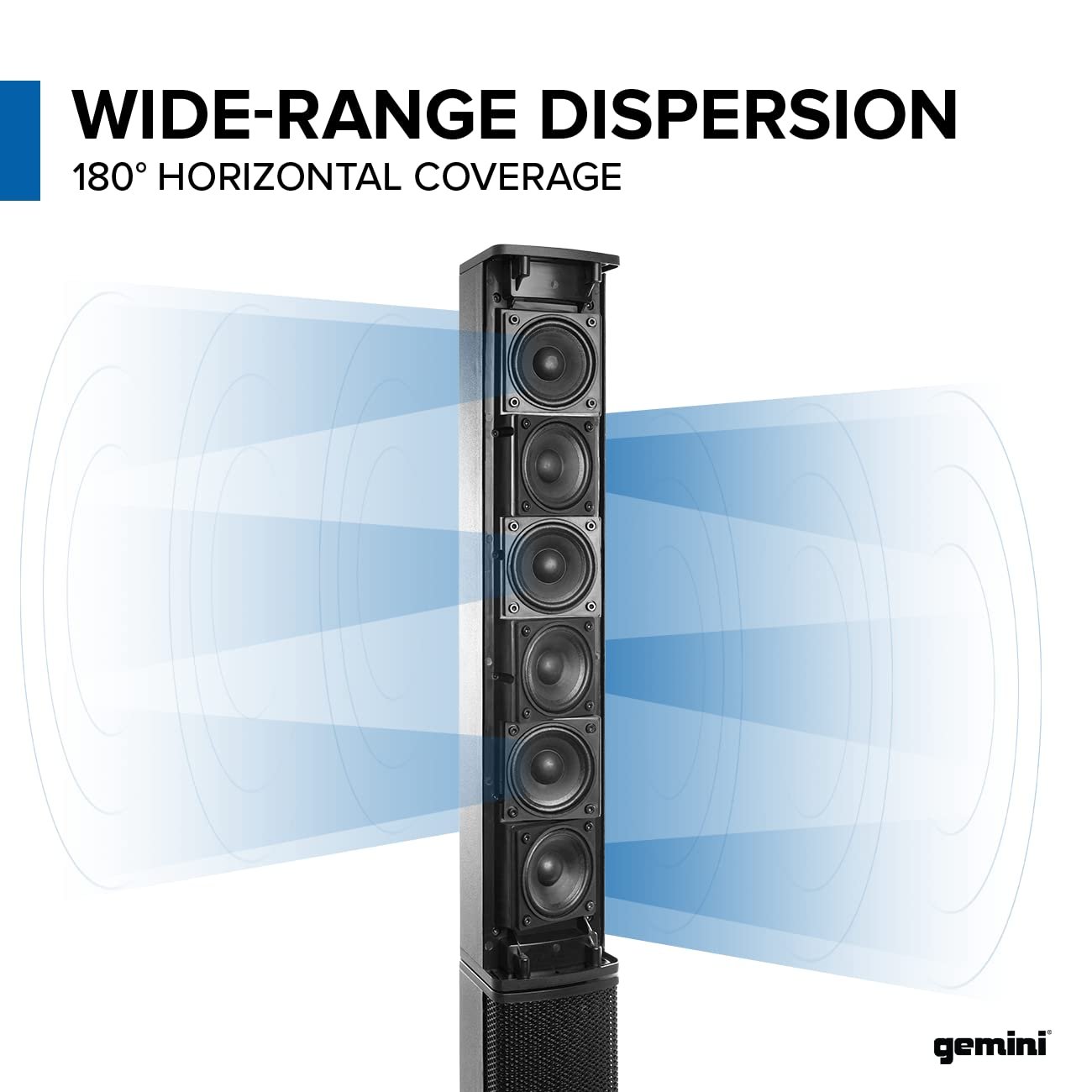 Gemini Sound WRX-900TOGO lightweight rechargeable line array speaker system with modular design and 4-channel mixer