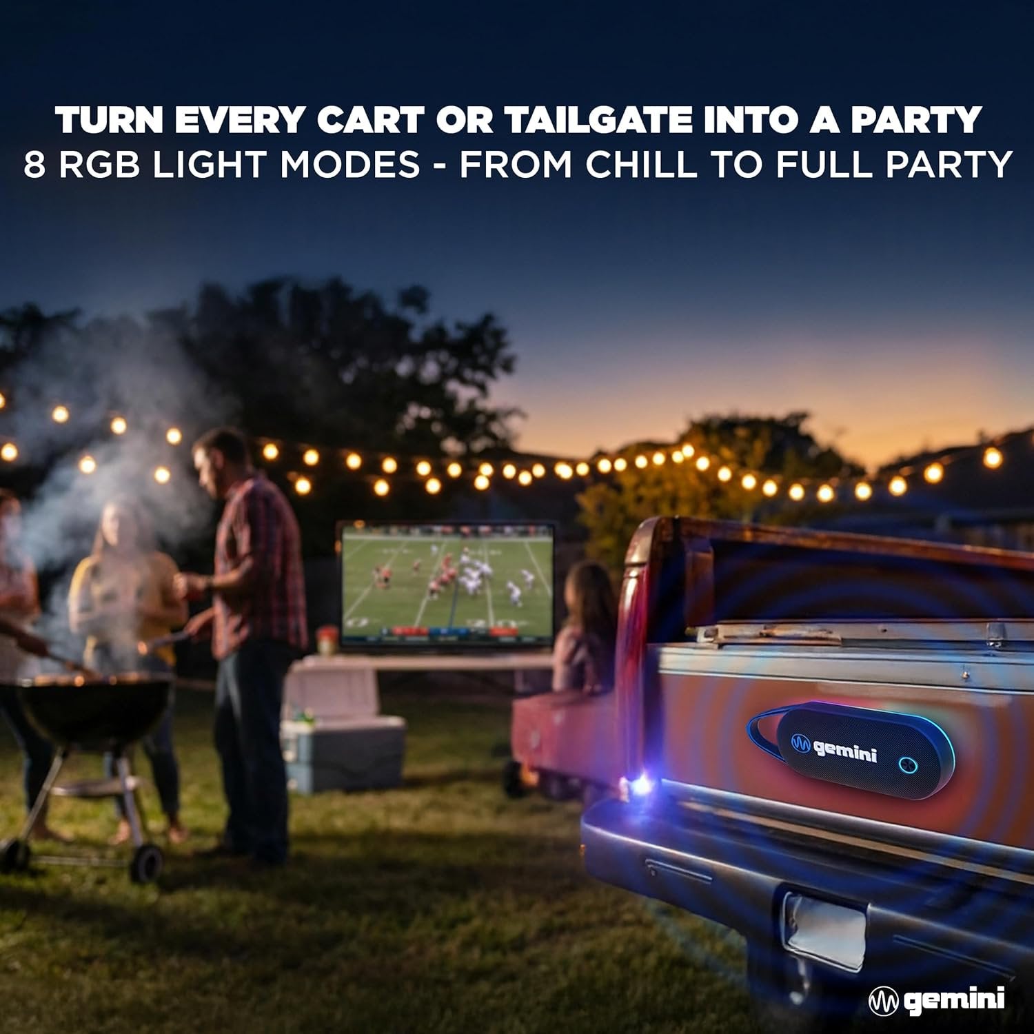 BeatGrip Pro Magnetic Bluetooth Speaker - 60W RGB Lights Golf Cart