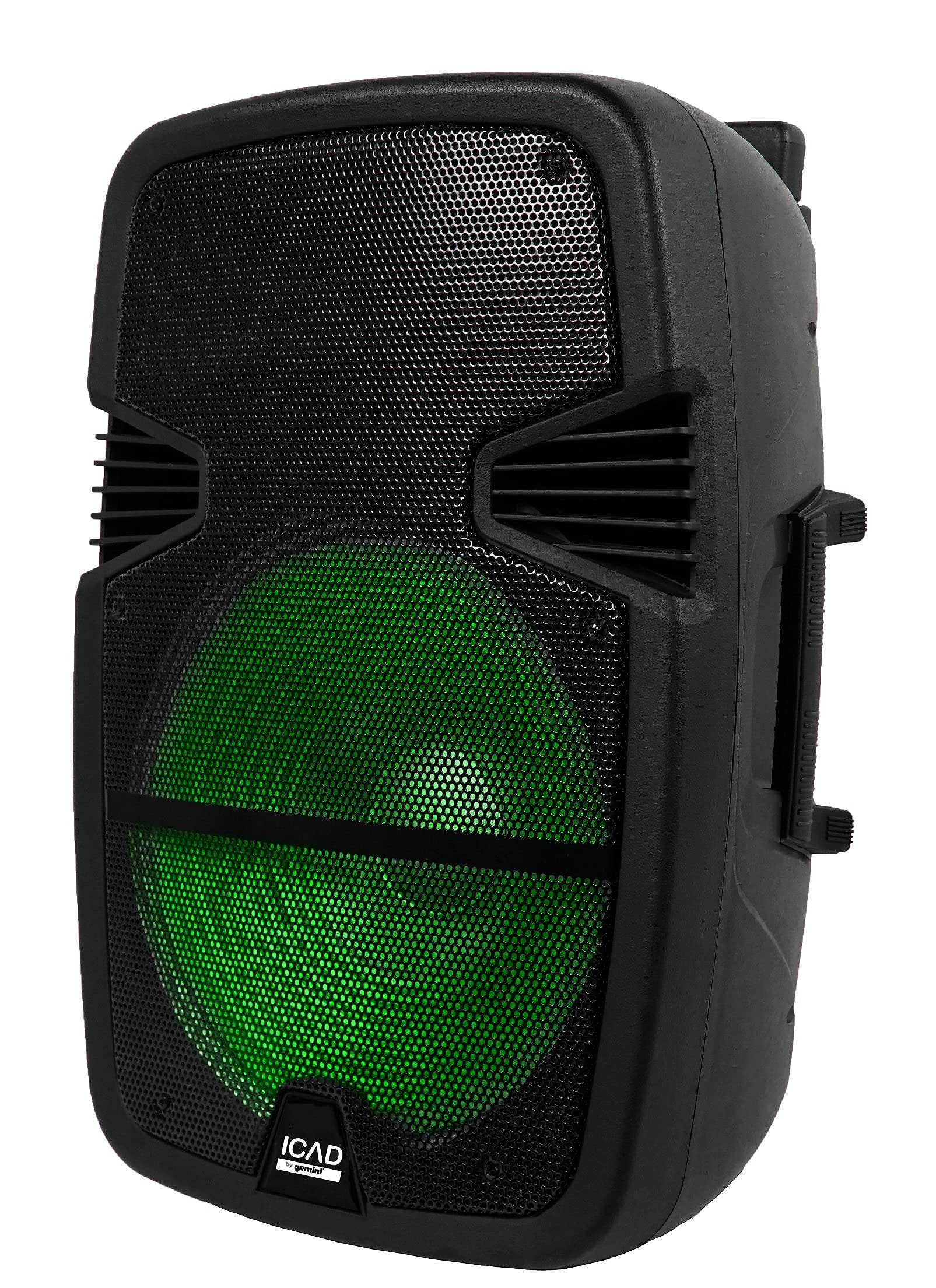 Gemini Sound GSX-L515BTB 15-inch rechargeable trolley speaker with LED lights, 2000W power, and AUX input