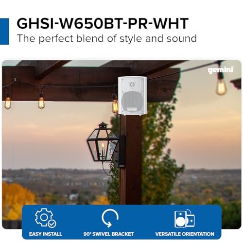 Gemini Sound GHSI-W650BT waterproof outdoor Bluetooth speakers with 6.5-inch woofers and durable black casing