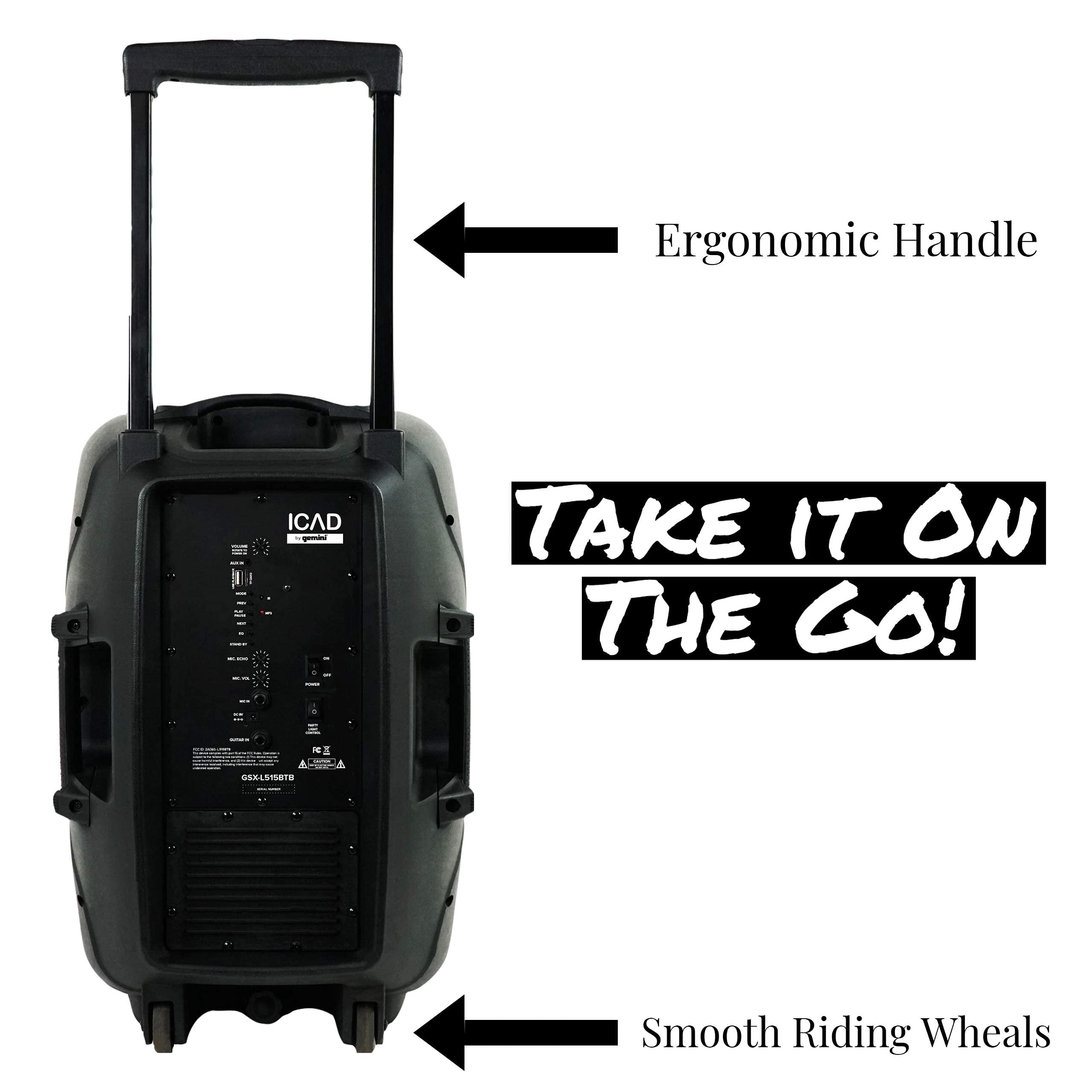 GSX-L515BTB Rechargeable 15" Trolley Speaker 2000W LED Party