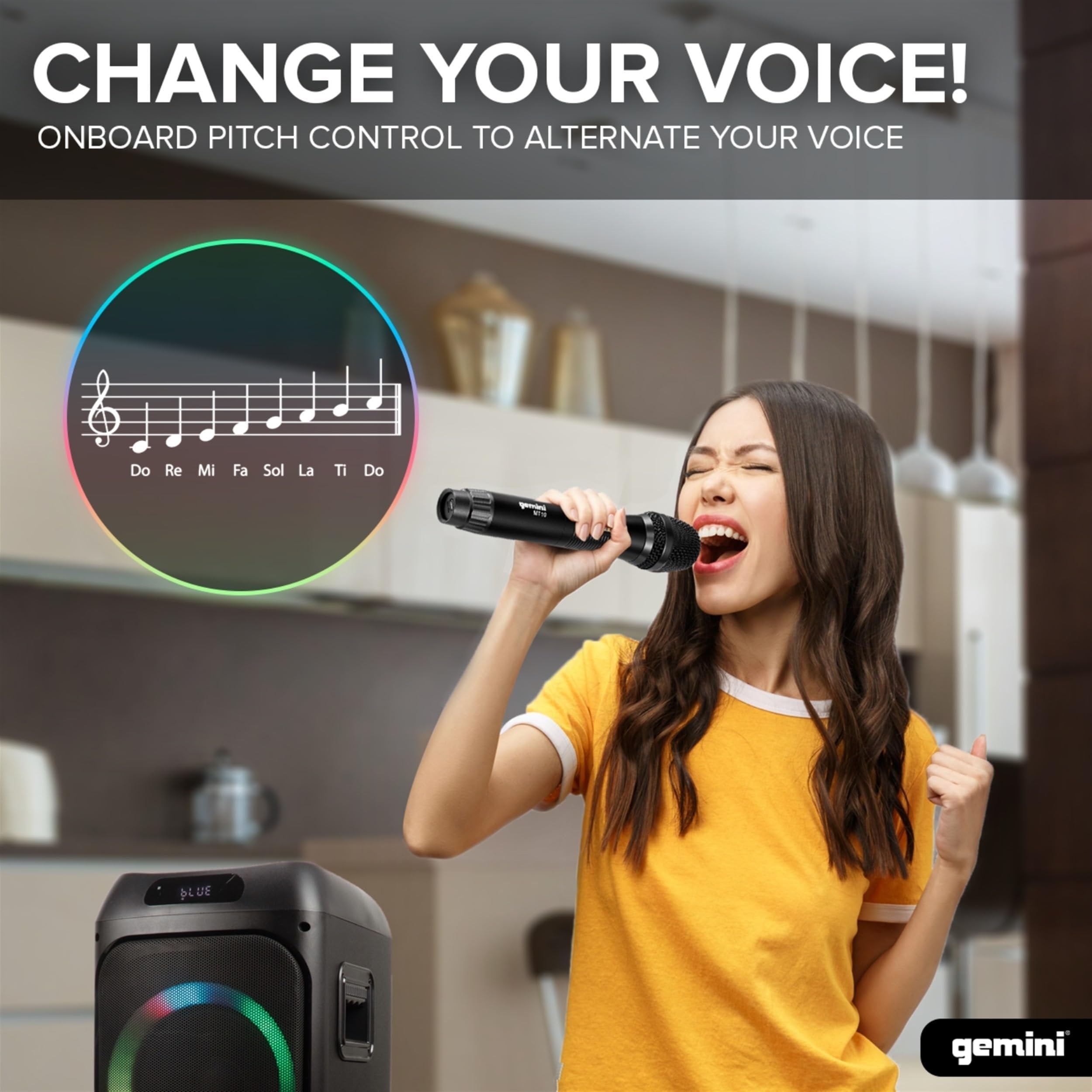 Gemini Sound GHK-2800 Bluetooth party speaker with RGB LED lights and 8-inch woofers, powerful 4800W output