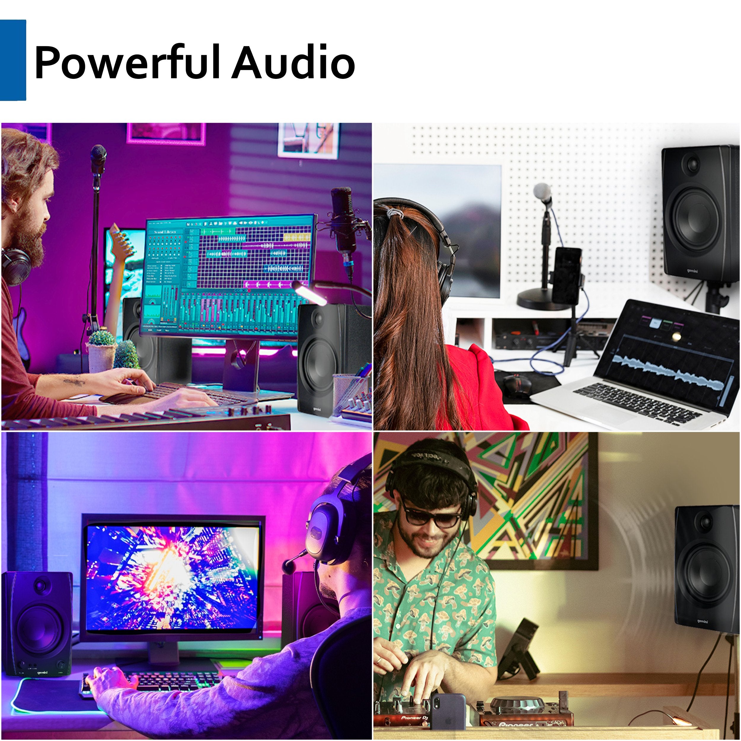 Gemini SMX-5BT 5-inch Bluetooth studio monitor speakers in black with 200W power