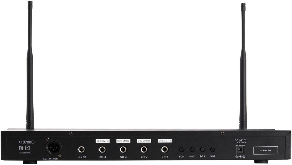 Gemini UHF-04HL multi-frequency wireless microphone system with handheld mic and receiver