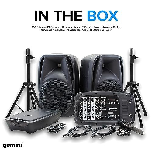 ES-210MXBLU-ST: 150W Portable PA System with Dual 10" Speakers