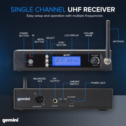 UHF-6100M Lightweight Wireless Microphone System - 240ft Range