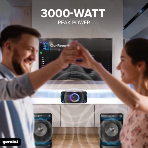 GSYS-4800 Home Stereo System | 4800W Peak Power | Bluetooth, USB & AUX Connectivity | Multi-Color LED Party Lighting