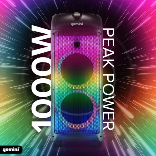 Gemini Sound GPLT-360 1000W portable Bluetooth speaker with 360° LED party lighting and aux input