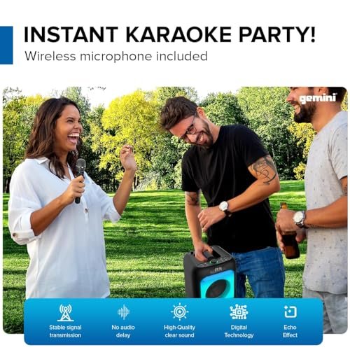 Gemini Sound GGO-2650L portable Bluetooth party speaker with dual 6.5-inch woofers, 200W power, and karaoke feature