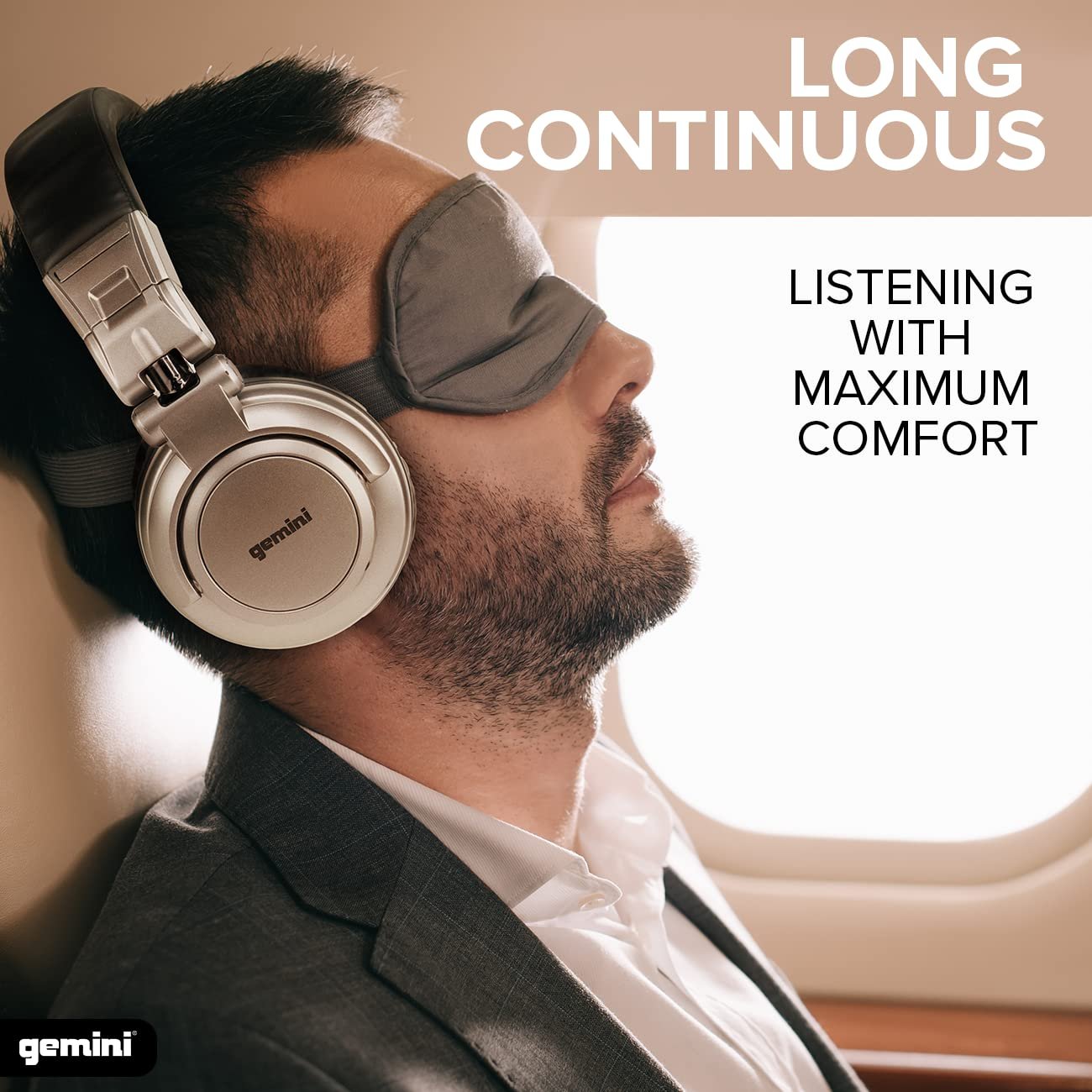 Gemini DJX-500 professional DJ headphones with soft ear pads and adjustable headband, closed-back design.