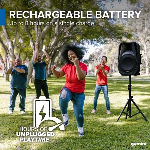 Gemini ES-15TOGO: 15" 800W Battery Powered PA Speaker System