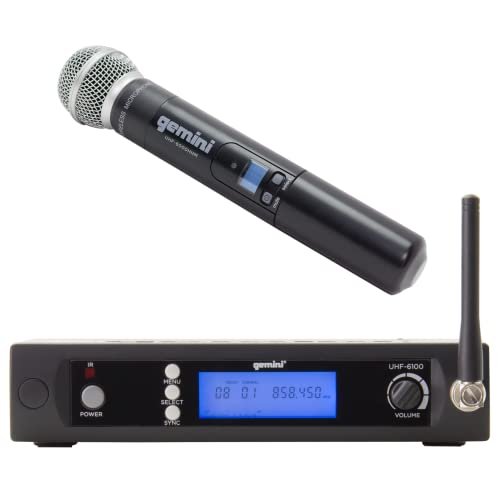 Gemini Sound UHF-6100M lightweight wireless microphone system with handheld mic, 240ft range, and easy setup
