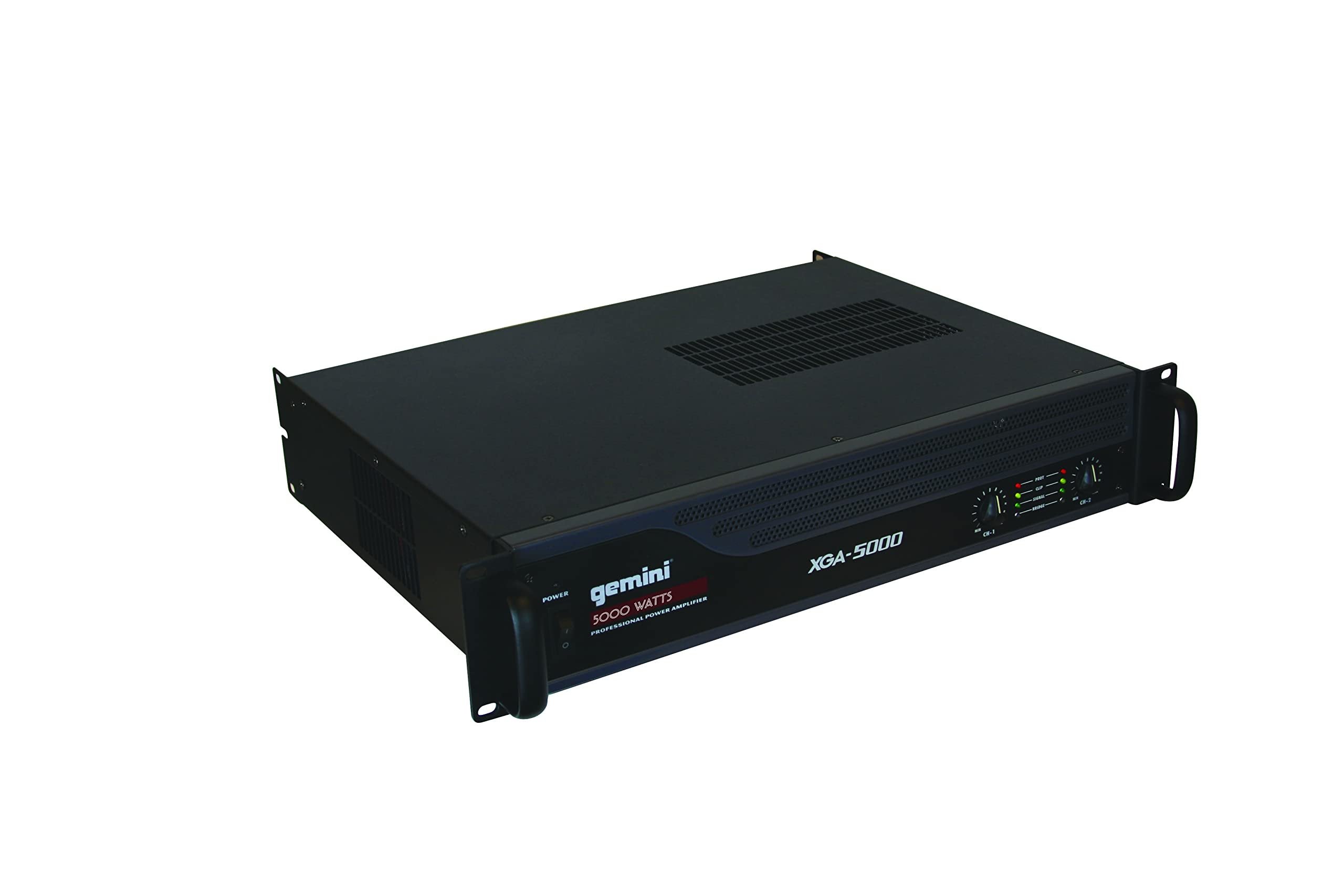 Gemini Sound XGA-5000 lightweight 5000W power amplifier with airflow cooling, black metal casing