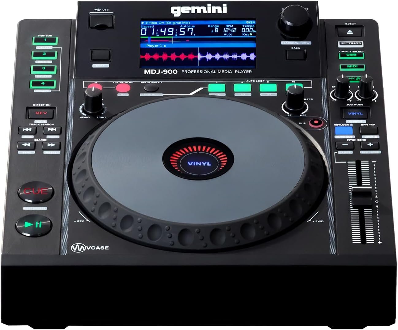 Gemini Sound MDJ-900 DJ media player with 8-inch touch screen and USB connectivity