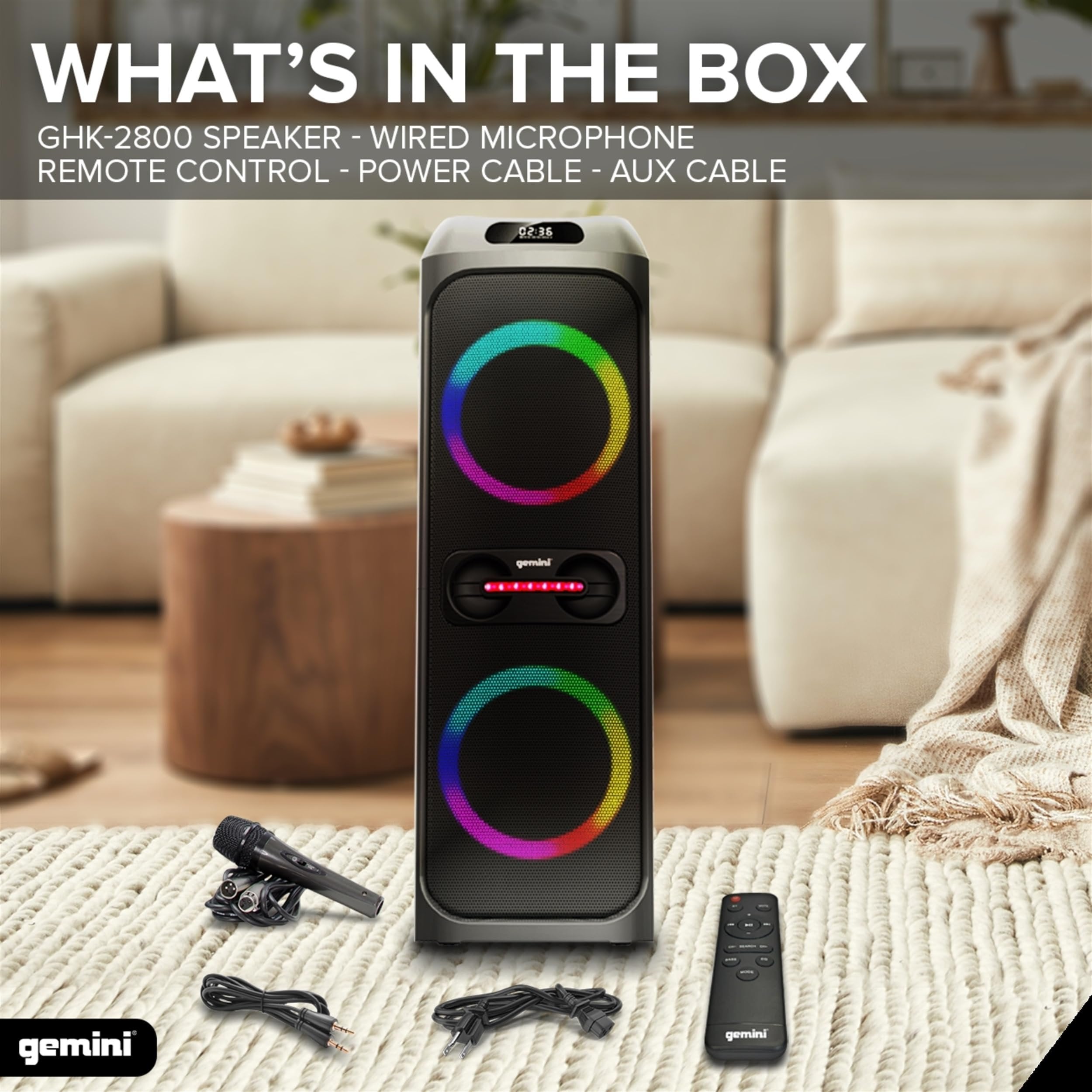 GHK-2800: Bluetooth™ Speaker System w/ LED Party Lighting