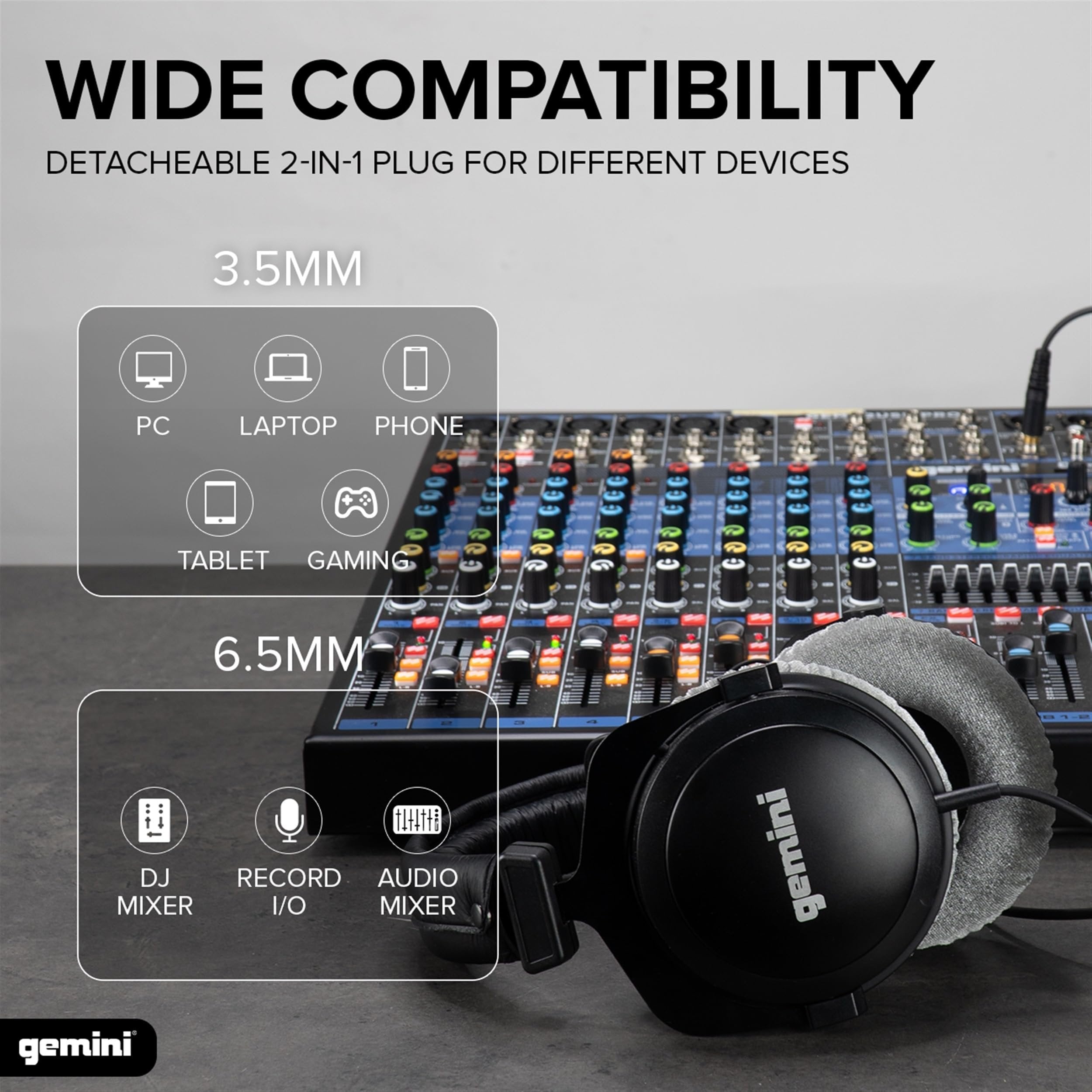 Gemini DJX-1000 closed-back professional DJ headphones with soft pads and adjustable headband