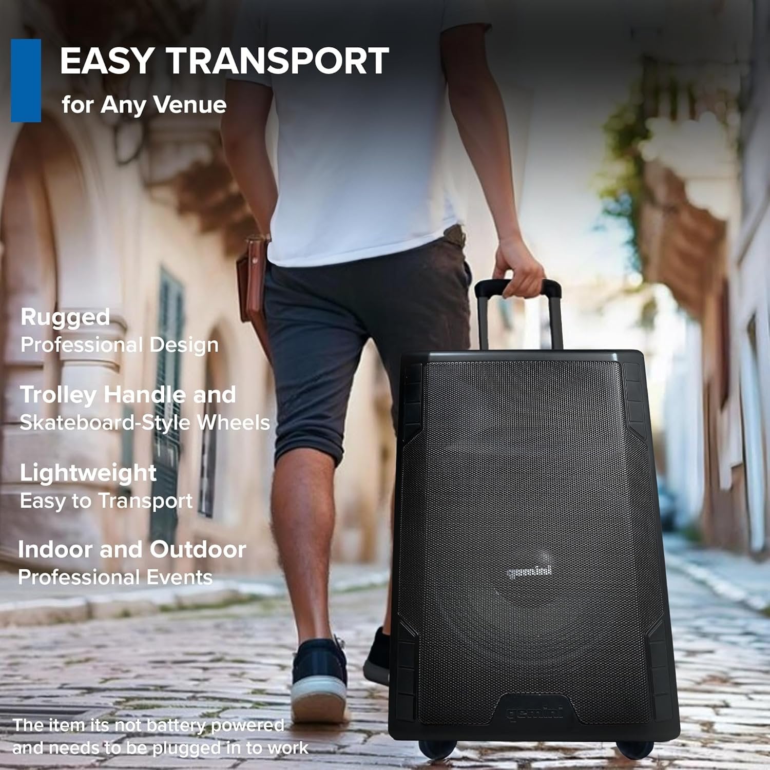 Gemini Sound GSP-5500 15-inch Bluetooth PA speaker with TWS, 2200W power, and XLR input