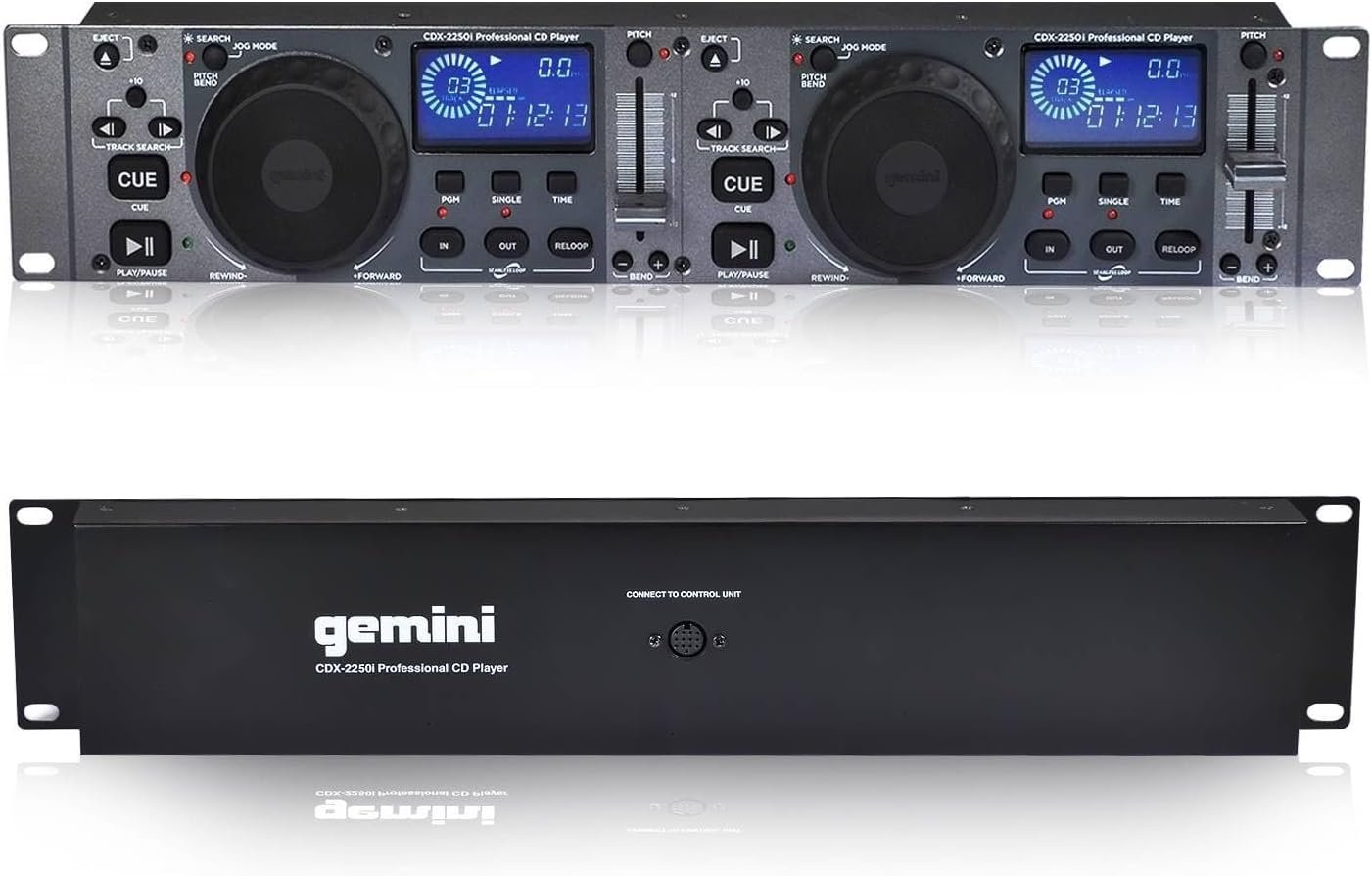 Gemini CDX-2250i dual deck DJ CD media player with USB and audio mixing features