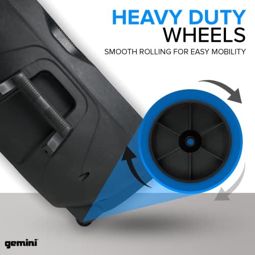 Gemini Sound dual PA speakers with sleek design and black finish, ideal for events and entertainment.