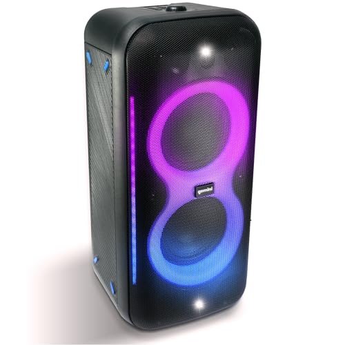 Gemini Sound GRV-2650L Bluetooth party speaker with dual 400W sound system, featuring vibrant LED lights and portable design
