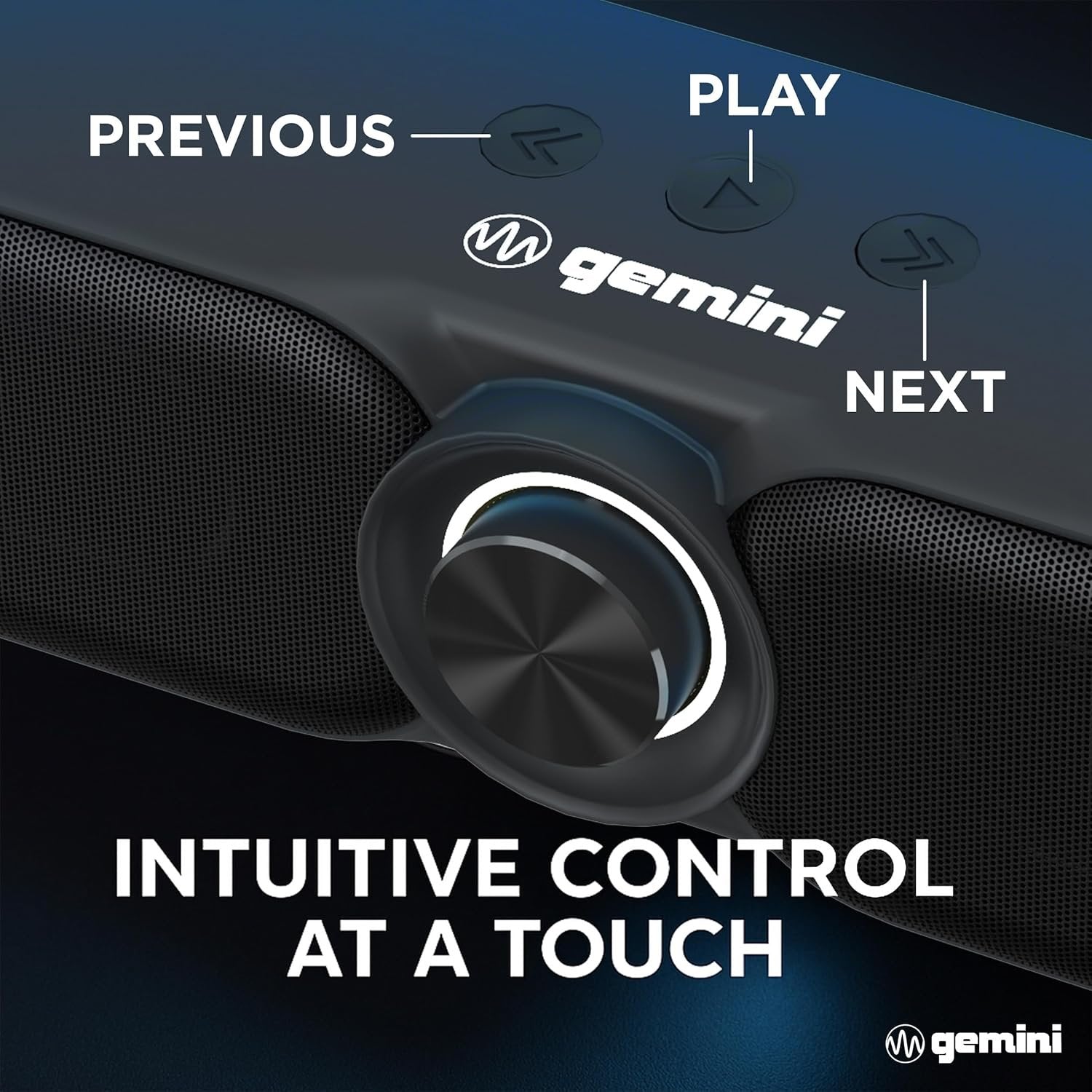 Gemini Sound GSBR-20 Bluetooth gaming soundbar in black, 200W power, rechargeable 3600mAh battery