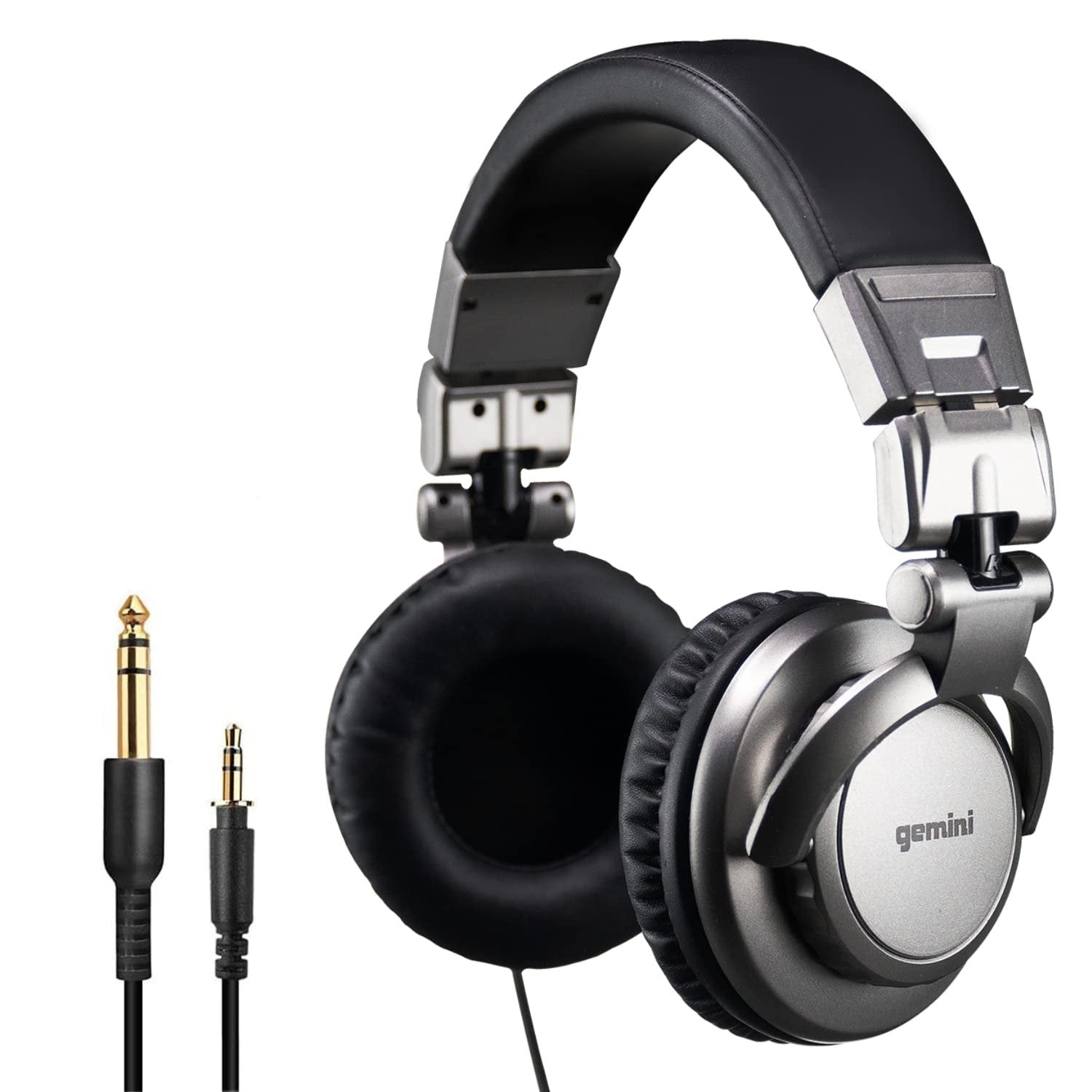 Gemini DJX-500 professional DJ headphones with soft ear pads and adjustable headband in black