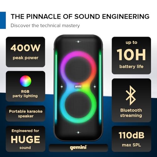 Gemini Sound GRV-2650L UltraRave Duo 400W Bluetooth Party Speaker