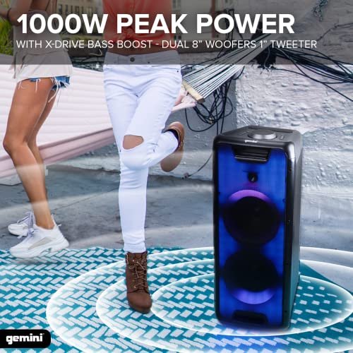 Gemini Sound GLS-880 portable Bluetooth party speaker with dual 8-inch woofers and 1000W peak power
