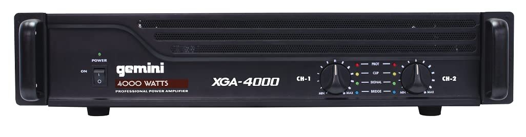 Gemini Sound XGA-4000 lightweight 4000W power amplifier in black, weighing 25lbs, designed for professional audio amplificat