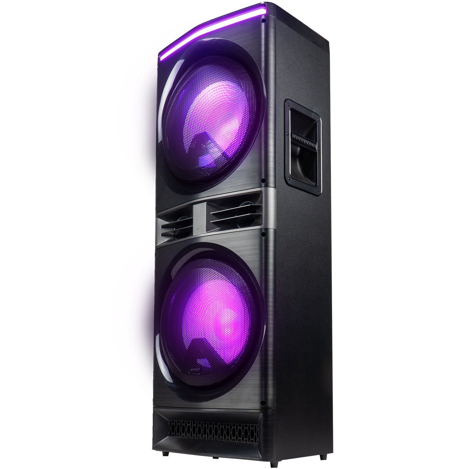 Gemini Sound GPK-1200 portable karaoke speaker with 12-inch woofers, 6000W power, and colorful LED lights