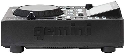 Gemini MDJ-600 DJ media player with touch platter, USB and CD capabilities, sleek black design