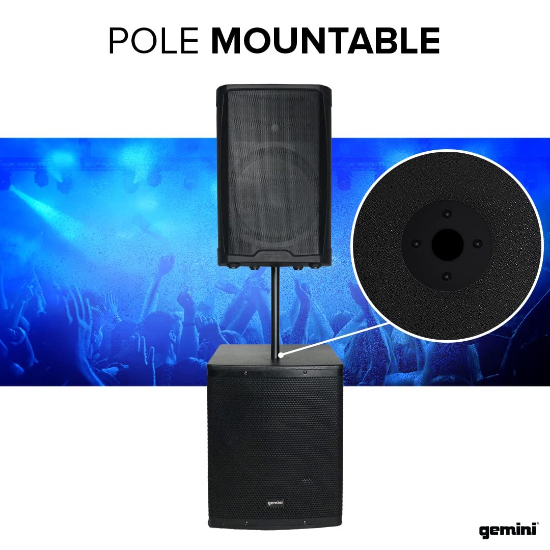 Gemini Sound ZRX-S18P 18-inch powered subwoofer with 3400W Class D amplifier, featuring a robust black enclosure.