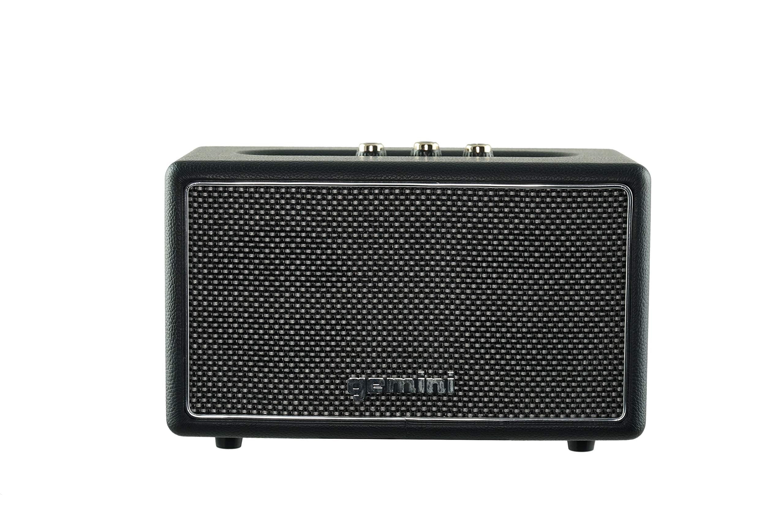 Gemini Sound GTR-200 portable retro Bluetooth speaker in black, 40W, battery-powered with 30-feet range