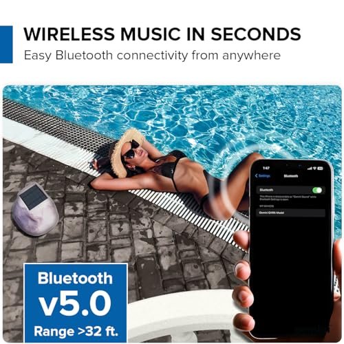 Gemini Sound solar Bluetooth rock speaker, waterproof IPX5, with LED light and 5-inch drivers, ideal for outdoor use.