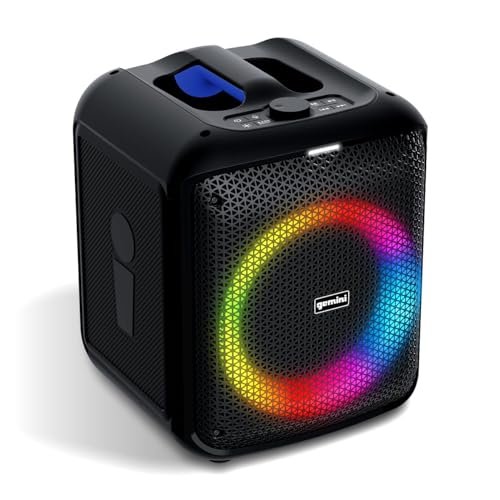 Gemini Sound GGO-650L portable wireless karaoke speaker with LED lights, 100W power, and 6.5-inch woofer