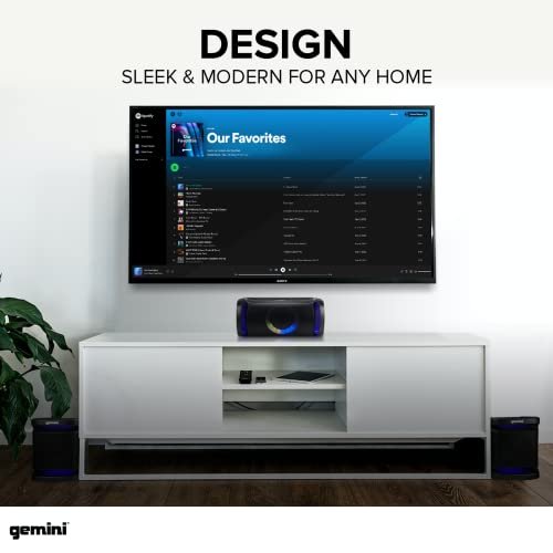 Gemini Sound GSYS-2400 Bluetooth home stereo system with dual 8-inch speakers and LED lights, 2000W power.
