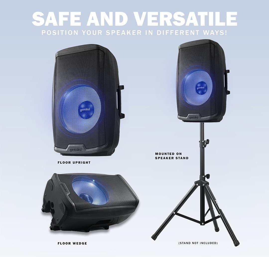 Gemini AS-2115BT-LT 2000W 15" Bluetooth PA Speaker with LED