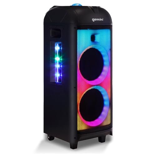 Gemini Sound GPLT-360 1000W portable Bluetooth speaker with 360° LED party lighting and bass-boost feature.